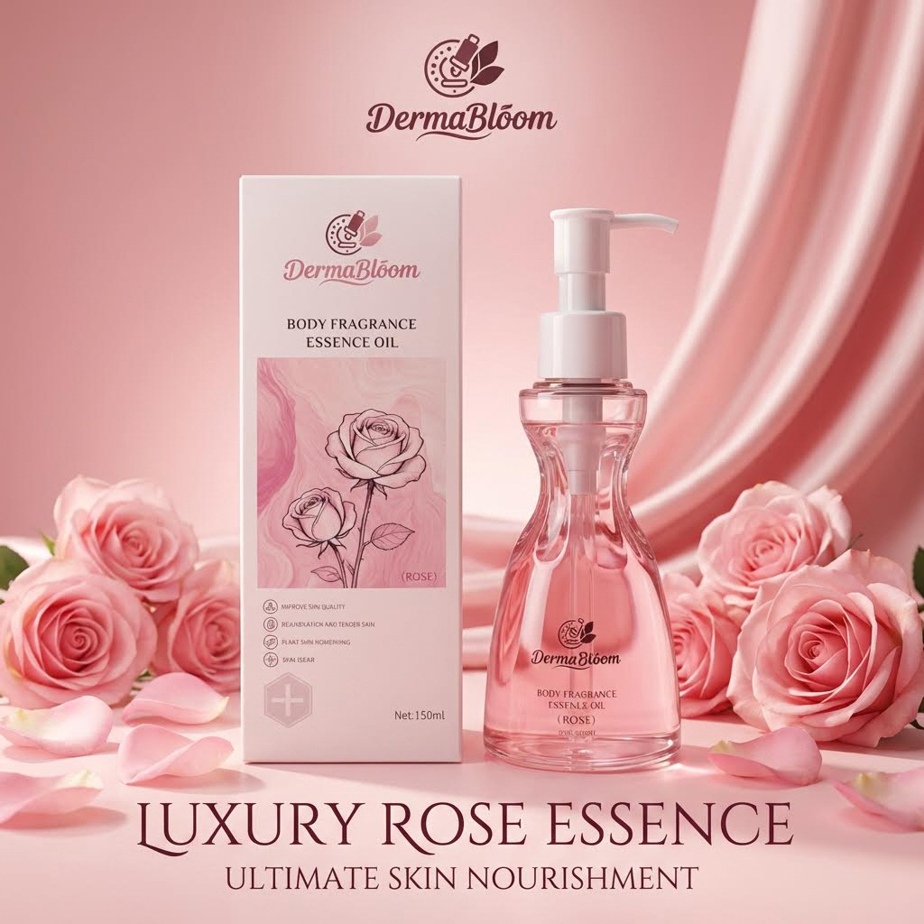 DermaBloom Body Fragrance Essence Oil (กุหลาบ) – เอสเซ้นส์กุหลาบสุดหรู บํารุงผิวขั้นสุด