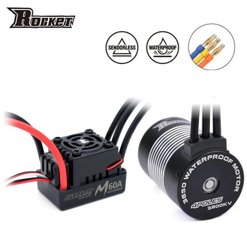 Surpass Hobby Rocket 3650 มอเตอร์กันน้ําแบบไม่มีแปรงพร้อม ESC 60A สําหรับรถ RC 1/10
