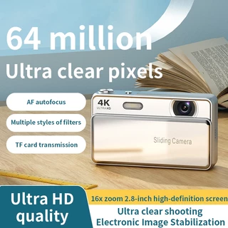 กล้องดิจิตอล 4K Ultra HD 64MP 2.8 "หน้าจอ IPS 16X ซูม AF ออโต้โฟกัสพร้อมไฟเติม Type-C ชาร์จกล้องดิจิตอลขนาดเล็กสําหรับนักเรียนเริ่มต้น Vlogging & Travel