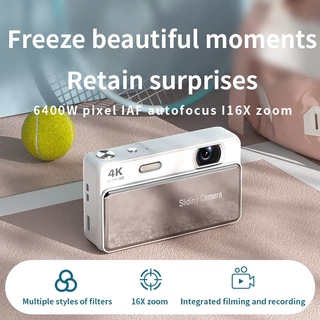 กล้องดิจิตอล 4K Ultra HD 64MP 2.8 "หน้าจอ IPS 16X ซูม AF ออโต้โฟกัสพร้อมไฟเติม Type-C ชาร์จกล้องดิจิตอลขนาดเล็กสําหรับนักเรียนเริ่มต้น Vlogging & Travel