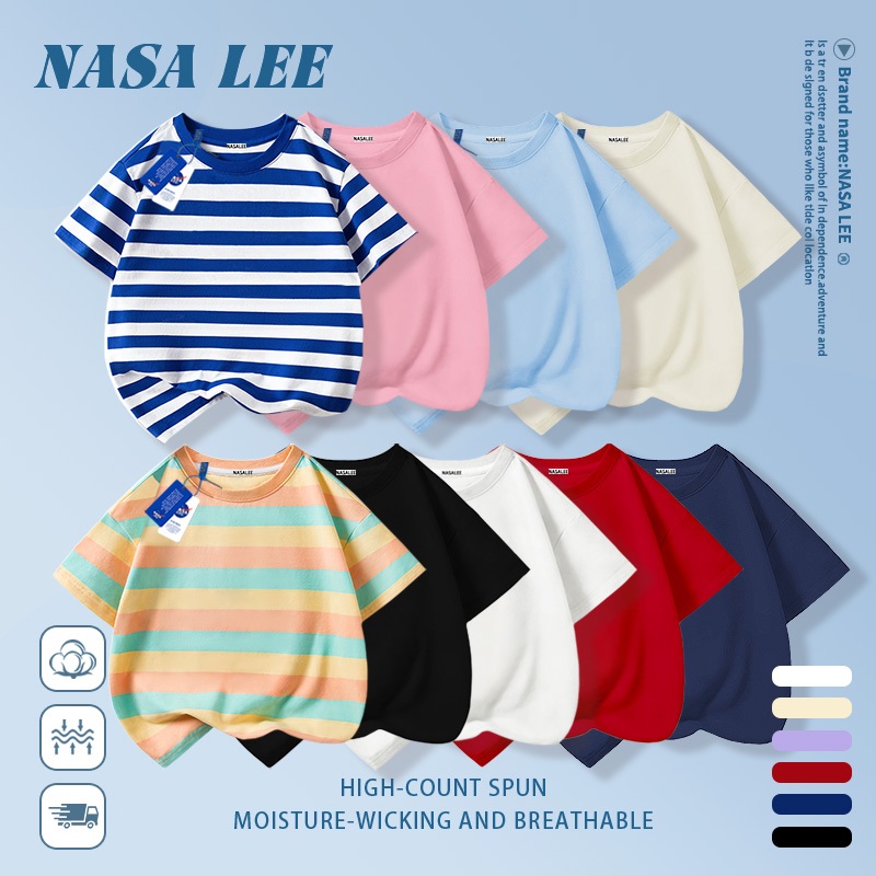 [จัดส่งในวันเดียวกันจัดส่ง 2 วัน] นาซ่า เด็กเสื้อยืดสีขาวสีทึบผ้าฝ้ายระบายอากาศเหมาะสําหรับเด็กชาย 3-16 ปีชายหญิงออกแบบมินิมอล & ทั้งหมด-จับคู่ สไตล์