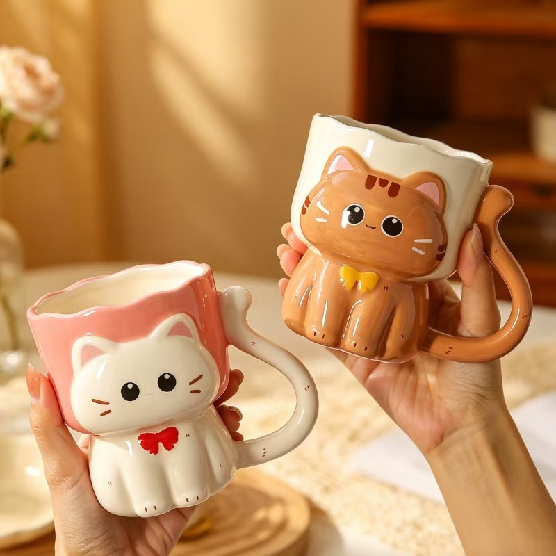 แก้วกาแฟแก้วเซรามิกแมวน่ารัก
