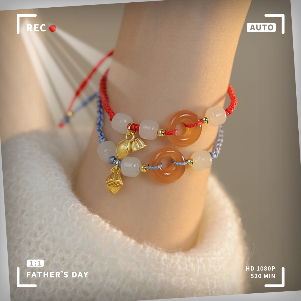 ปลอดภัยหัวเข็มขัดสองรุ่น Happy Lotus เชือกมือทอมือแฟนสร้อยข้อมือคู่สไตล์โบราณ Ruyi Niche Design ของขวัญ