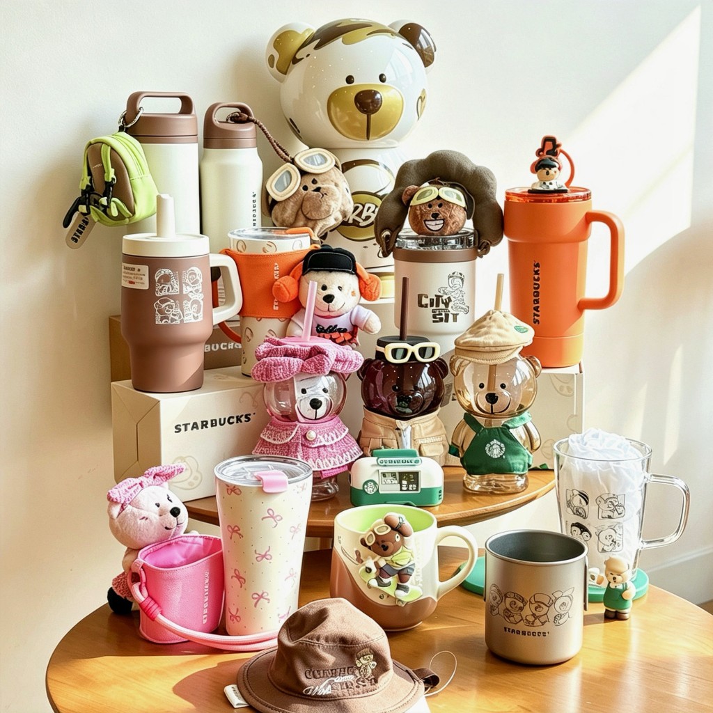 Starbucks 2026 Bear Manager Town Collection น่ารักกลางแจ้งกระจกรถยนต์แก้วเก็บความร้อนถ้วยไทเทเนียมของขวัญ