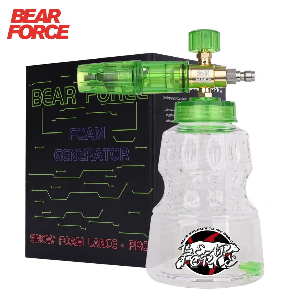 Bearforce เครื่องฉีดน้ําแรงดันสูง ปืนใหญ่โฟมอลูมิเนียมพร้อมขั้วต่อด่วน 1/4 & 1.25 มม. & 1.10 มม.หัวฉีด,ปรับหิมะโฟม Lance พร้อม 1L ถังสบู่สําหรับเครื่องซักผ้าไฟ