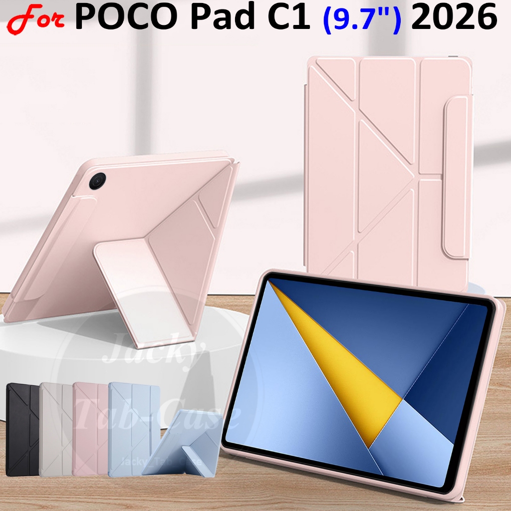 สําหรับ Xiaomi POCO Pad C1 9.7 "2026 แฟชั่นแม่เหล็ก Clasp Y-พับกรณี PU ปกหนัง