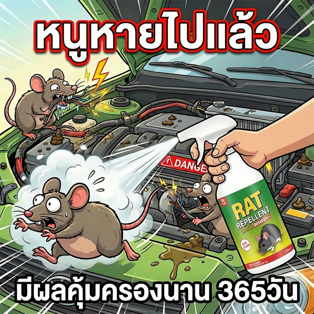 สเปรย์ไล่หนู น้ำยาไล่หนูในรถยนต์ 510ml สารสกัดจากพืช ปลอดภัย กลิ่นไม่ฉุน