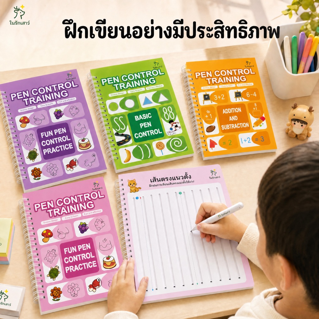 เขียนซ้ําได้ซ้ําใช้สมุดออกกําลังกายวาดเส้น 5 หนังสือชุดเด็กเขียนการฝึกอบรมสมาธิด้วยปากกาและเติม