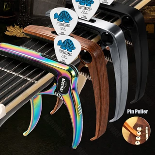 Acouway Guitar Capo Clamp สําหรับอะคูสติกและกีตาร์ไฟฟ้าพร้อมตัวถอดขาสะพานและที่วางสล็อตปิ๊กกีตาร์วัสดุอลูมิเนียมอัลลอยด์