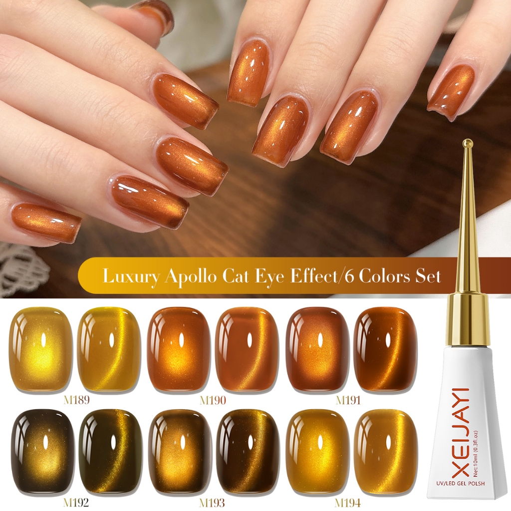XEIJAYI 10ml-ยาทาเล็บเจลตาแมวสีส้มพระอาทิตย์ตกสไตล์ใหม่เหมาะสําหรับร้านทําเล็บและใช้ครอบครัว