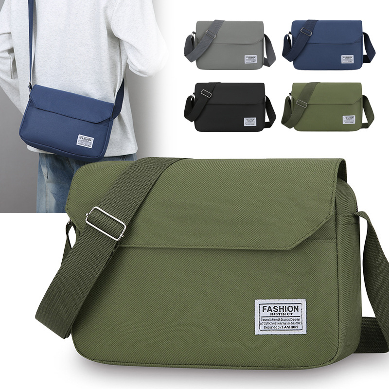 Minimalist Men กระเป๋าสะพายข้างไนลอนกันน้ํากระเป๋าสะพายไหล่ Casual Travel Messenger Bag