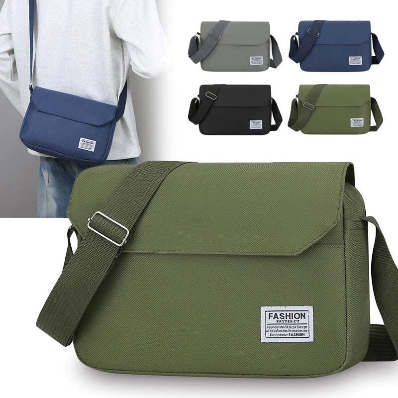 Minimalist Men กระเป๋าสะพายข้างไนลอนกันน้ํากระเป๋าสะพายไหล่ Casual Travel Messenger Bag