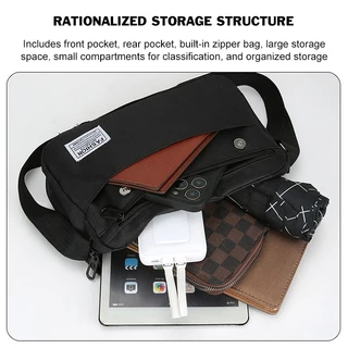 Minimalist Men กระเป๋าสะพายข้างไนลอนกันน้ํากระเป๋าสะพายไหล่ Casual Travel Messenger Bag