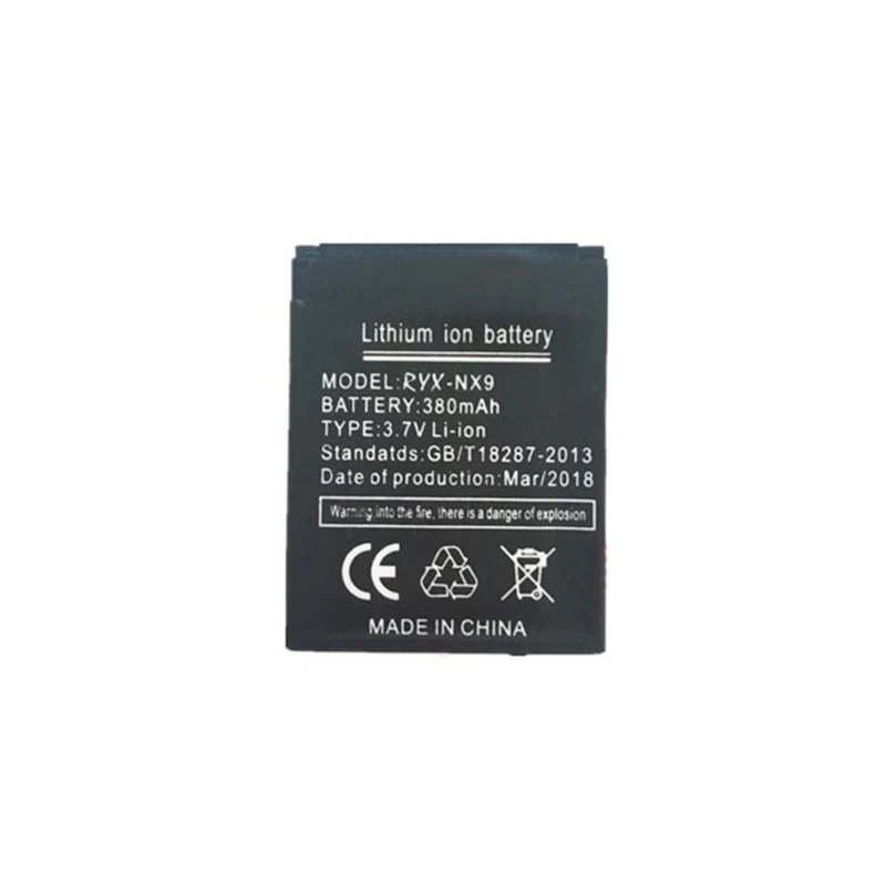 RYX-NX9 3.7V 380mAh แบตเตอรี่ Li-ion แบบชาร์จไฟได้สําหรับนาฬิกาสมาร์ท DZ09 QW09 W8 A1 V8 X6 HLX-S1 G