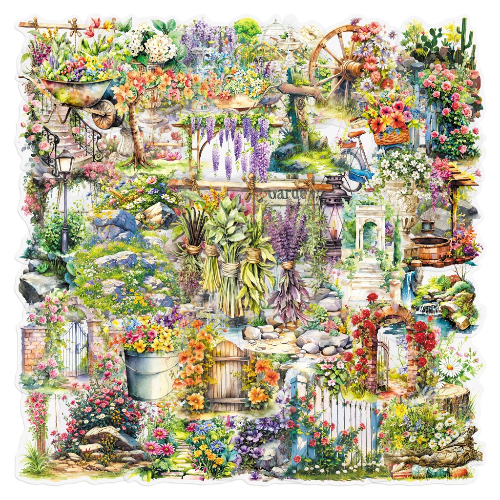 50ชิ้น ‌Garden Secret สติกเกอร์โปร่งใสกันน้ําสําหรับ Tumbler แล็ปท็อปเคสโทรศัพท์รถสติกเกอร์ Graffiti Creative DIY