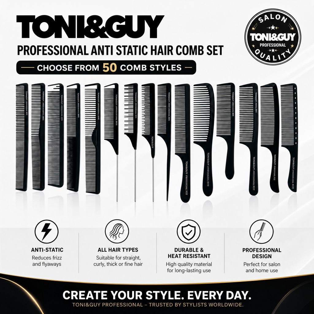 Toni & Guy หวีสีดํา ป้องกันไฟฟ้าสถิตย์ ร้านตัดผม หวีตัดผมมืออาชีพ หวีตัดผม ป้องกันอุณหภูมิสูง