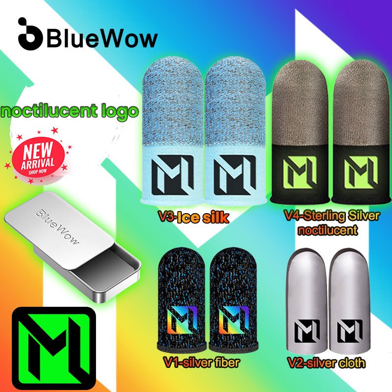 Bluewow Noctilucent ปลอกสวมนิ้วสําหรับเล่นเกมสําหรับเกมมือถือ PUBG ถุงมือนิ้วบางเฉียบและทนทานสําหรับเล่นเกม