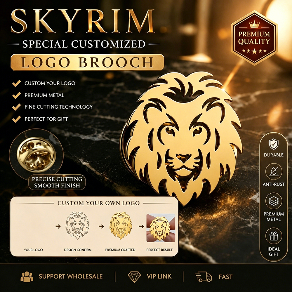 SKYRIM Special Custom สกายริม เทคโนโลยีการตัดจี้เข็มกลัดโลโก้ที่กําหนดเองพิเศษรองรับลิงค์วีไอพีขายส่ง