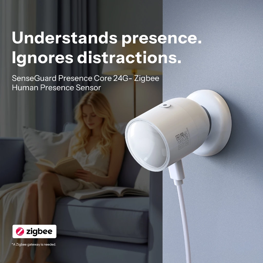 SONOFF SNZB-06P24 Sense Guard Presence Core 24G Zigbee Human Presence Sensor ขับเคลื่อนโดยขั้นสูง 24GHz mmWave Radar ทํางานร่วมกับ Apple Home ผ่าน Matter Bridge