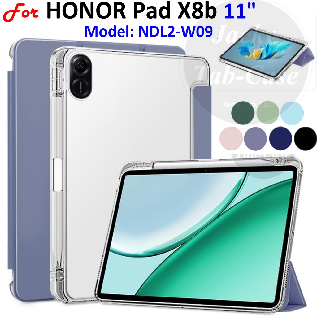 สําหรับ HONOR Pad X8b 11 "NDL2-W09 NDL2-L09 X8a NDL-L09 NDL-W09 3 พับปากกาสล็อตฝาครอบโปร่งแสงหนังนุ่