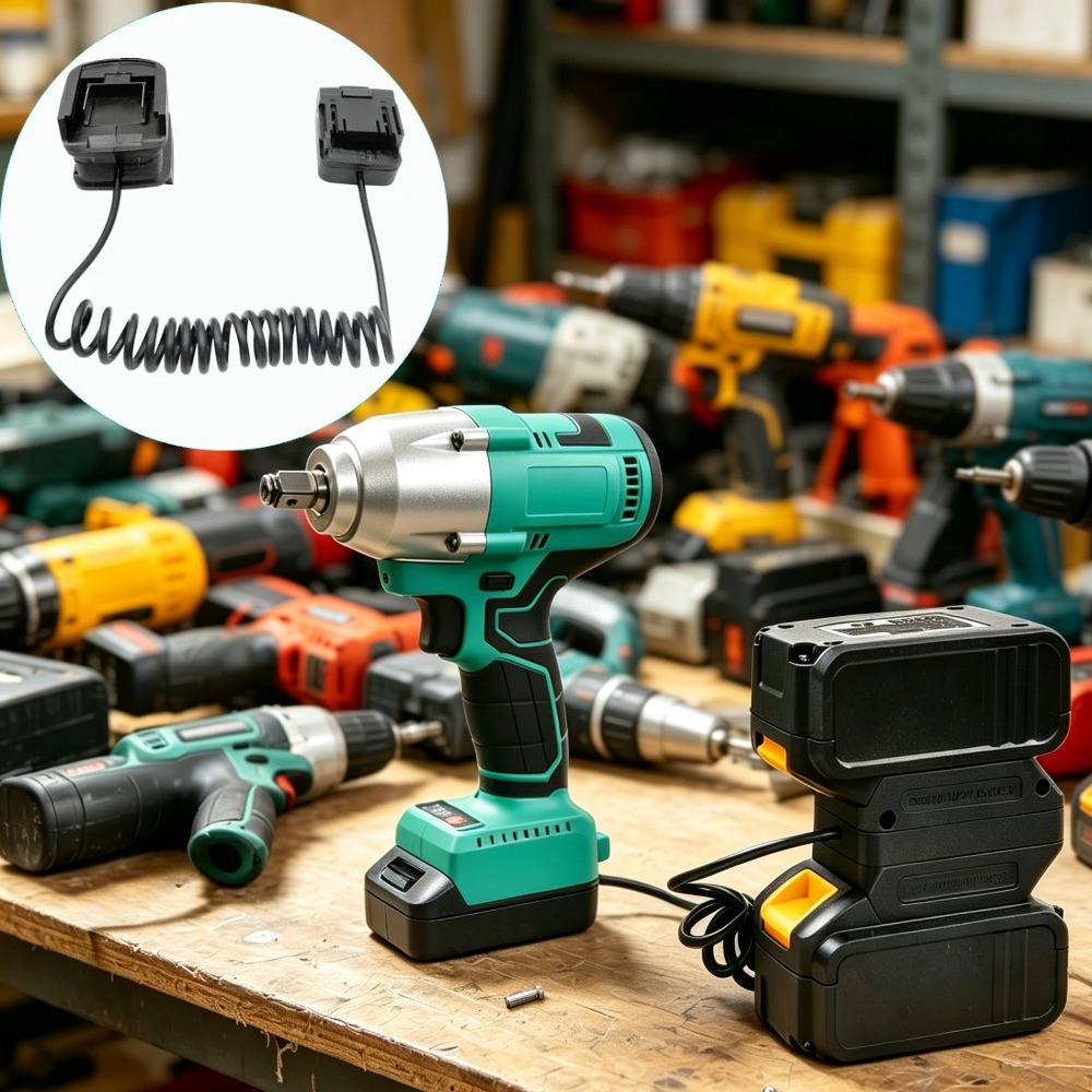 ตัวแปลงอะแดปเตอร์แบตเตอรี่ 2-in‐ 1 พร้อมสายขยาย – เครื่องลดน้ําหนักสําหรับ Makita 18V & KEELAT /TANZU /OSUKA /MASARU 21V เครื่องมือไฟฟ้า, อินเทอร์เฟซแบตเตอรี่คู่สําหรับการวิ่งที่ยาวขึ้น