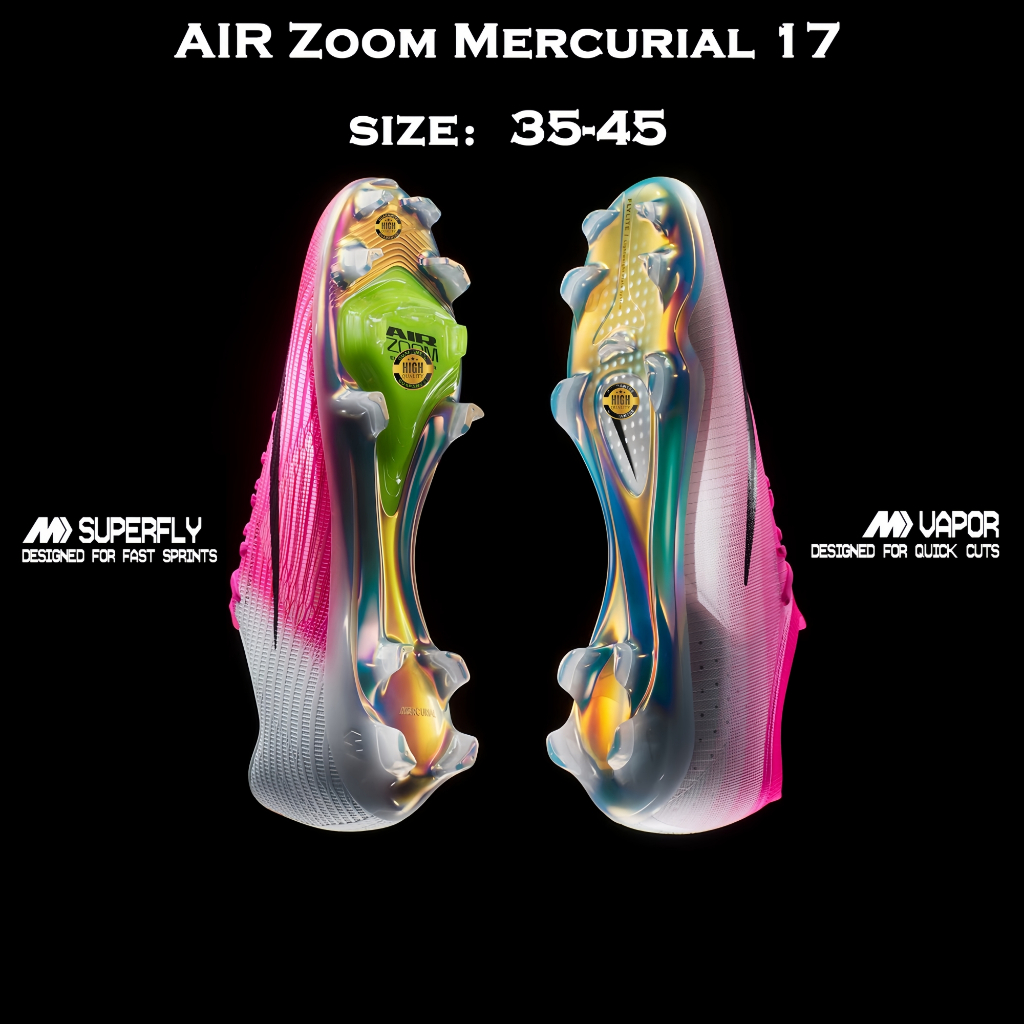 NEW รองเท้าสตั๊ด รองเท้าฟุตบอล Mercurial Vapor 17 Superfly 11 Elite FG Adopting FlyWeave Ultra ons ถัก Starter เหมาะสําหรับผู้ชายผู้หญิง และเด็กขนาด:35-45