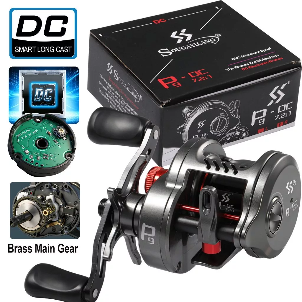 Sougayilang Baitcasting Casting Fishing Reel 20KG ลากสูงสุด 5 + 1BB/4 + 1BB ตลับลูกปืน 7.2:1 อัตราทดเกียร์ความเร็วสูงพร้อมซ้าย/ขวามือสีดําของขวัญสําหรับครอบครัวหรือเพื่อน
