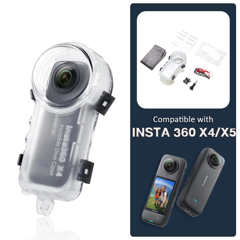 เหมาะสําหรับ Insta360 X5, X4, X4AIR กล่องดําน้ําโปร่งใส (50 มล.) กล่องปิดผนึกกันน้ํา (OEM)