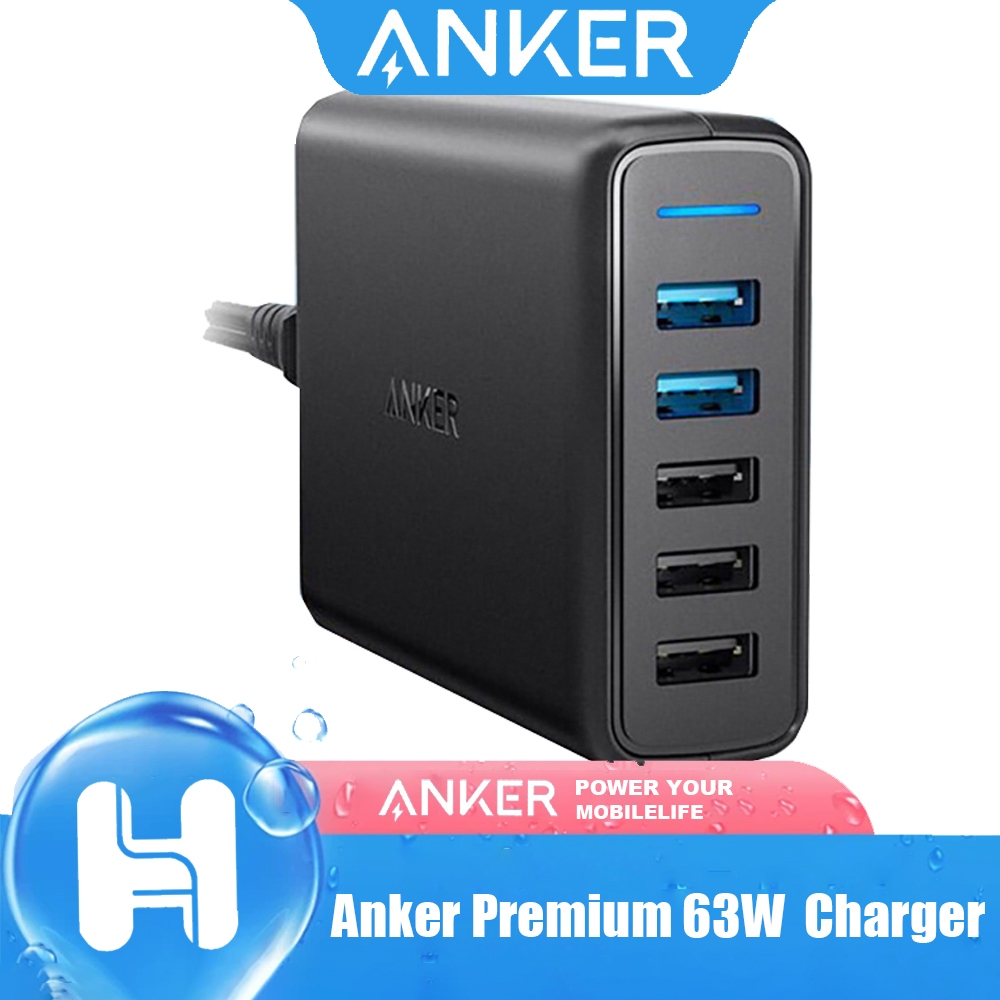 Anker Premium 63W 5-Port พร้อม Power Delivery (PD) Fast Charger