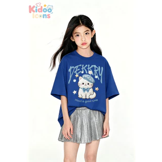 KIDOO ICONS เสื้อยืดแขนสั้นเด็ก ระบายอากาศ ใส่ได้ทั้งเด็กชายและเด็กหญิง ลายหมาน้อยน่ารัก สะดวกสบาย ผ้าฝ้าย100% #A01+5663