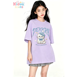 KIDOO ICONS เสื้อยืดแขนสั้นเด็ก ระบายอากาศ ใส่ได้ทั้งเด็กชายและเด็กหญิง ลายหมาน้อยน่ารัก สะดวกสบาย ผ้าฝ้าย100% #A01+5663