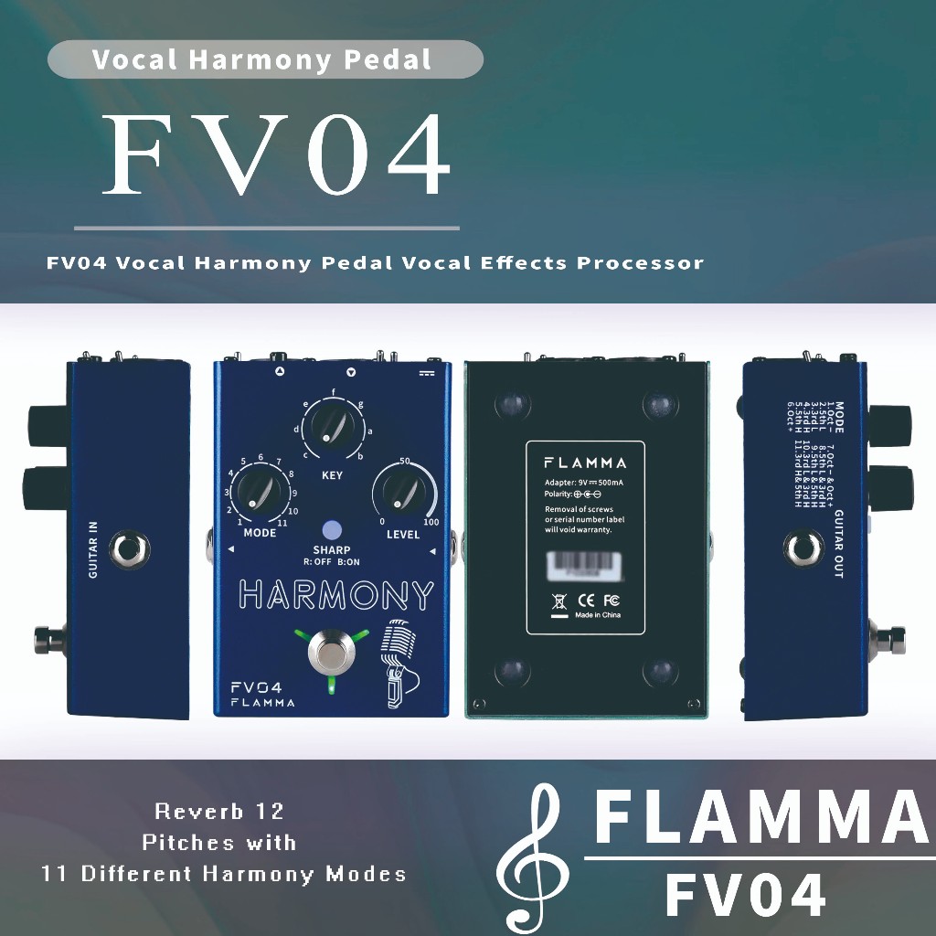 【การจัดส่งในท้องถิ่น】FLAMMA FV04 Harmony Vocal Effects โปรเซสเซอร์ 12 พิทช์พร้อมโหมดความสามัคคี 11 โ