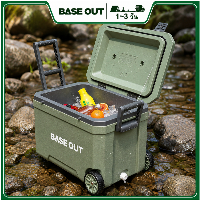 BASEOUT 45L โต๊ะพับและเก้าอี้กล่องฉนวนกล่องแช่เย็น