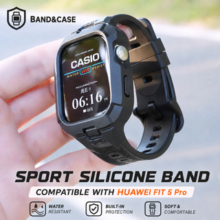สายซิลิโคนที่ทนทาน + เคสสําหรับ Huawei Watch Fit 5 Pro Watchband 2 in 1 Integral Band พร้อมฝาครอบป้องกันกรณีสําหรับ Huawei Fit5 Fit4 Fit3 สําหรับ Huawei Band 11 Pro สายรัดข้อมือ