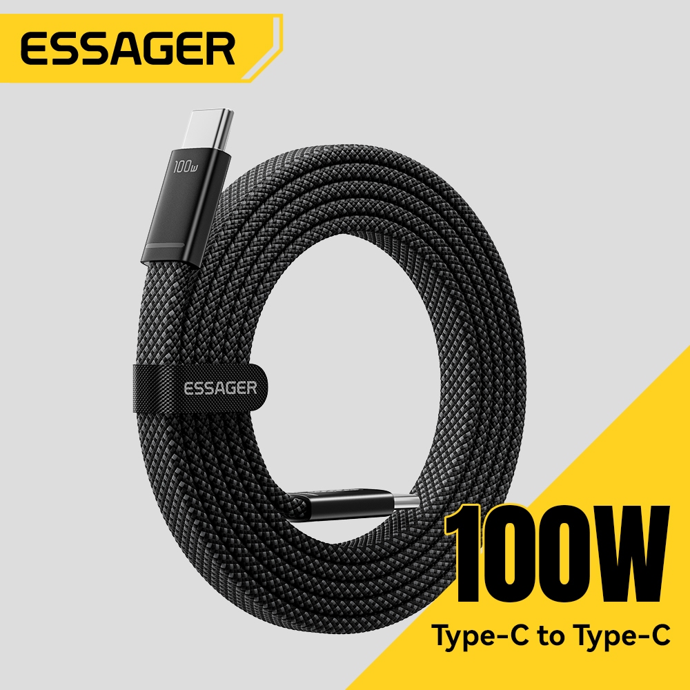 Essager C-C 100W สายชาร์จเร็ว พร้อมชิป E-Marker ดีไซน์บางเฉียบจัดเก็บง่าย