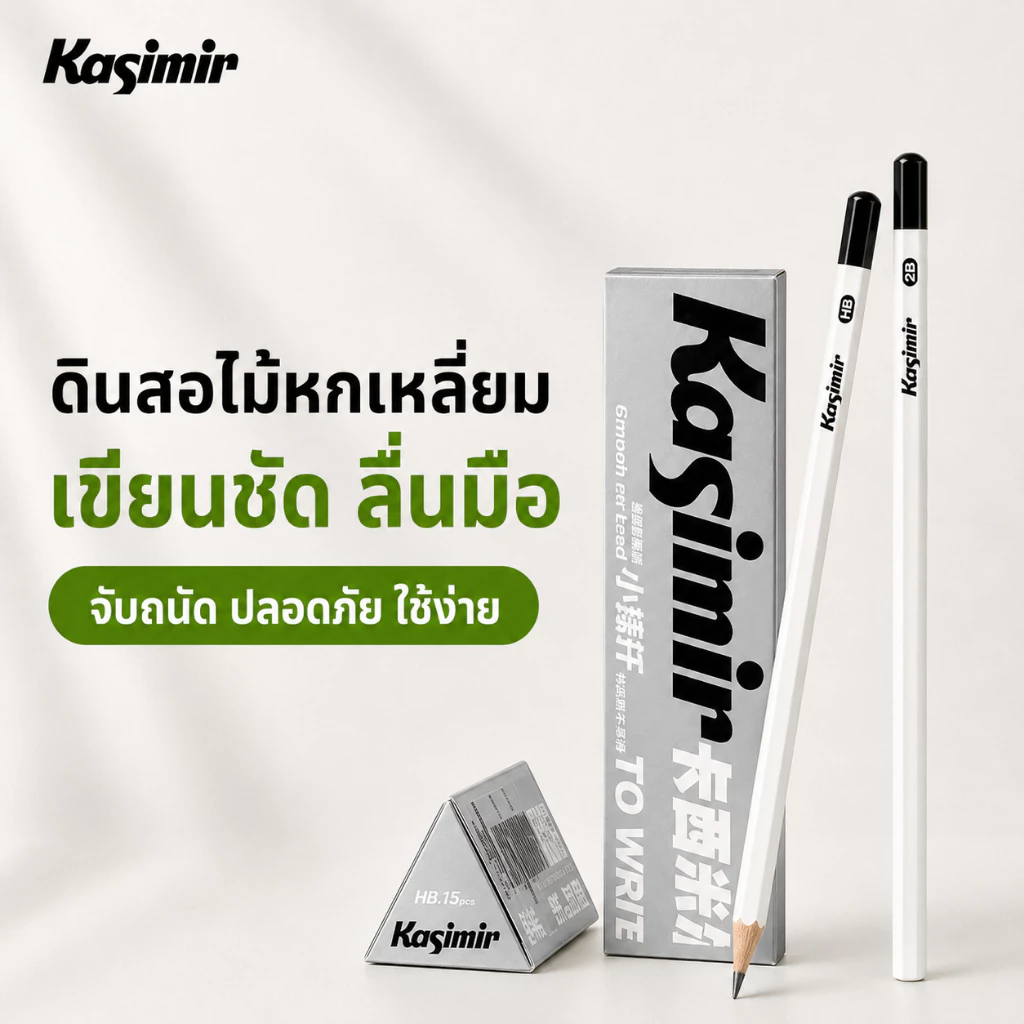 Kaimir ดินสอ (ก้านสีขาว)ดินสอไม้ HB/2B ดินสอเขียนหนังสือ สําหรับวาดภาพ ร่างภาพ