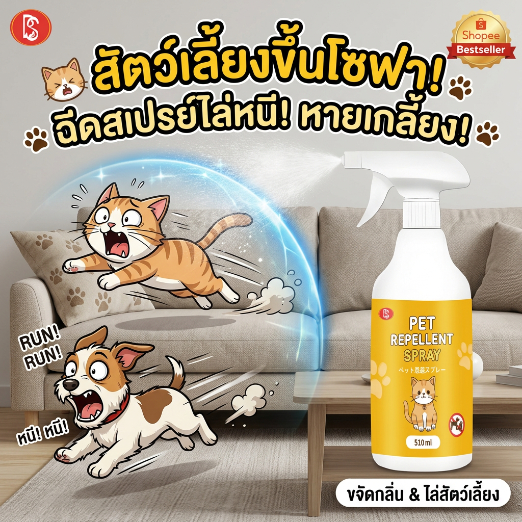🐱🐶ได้กลิ่นก็หนีทันที 🚫สเปรย์ไล่แมว ไล่แมว ยาไล่แมว ไล่หมา ป้องกันแมวและสุนัขฉี่เรี่ยราด ฉีดพ่นแก้ได้ทันที ปลอดภัยต่อมนุษย์ สูตรพัฒนาใหม่จากญี่ปุ่น 510ml
