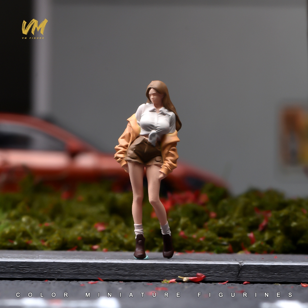 ทาสี Miniatures1/64 Scale สาวสวยและขี้อายฉาก Diorama Action Figure Tiny People Model สําหรับรถยนต์คอลเลกชันตกแต่ง