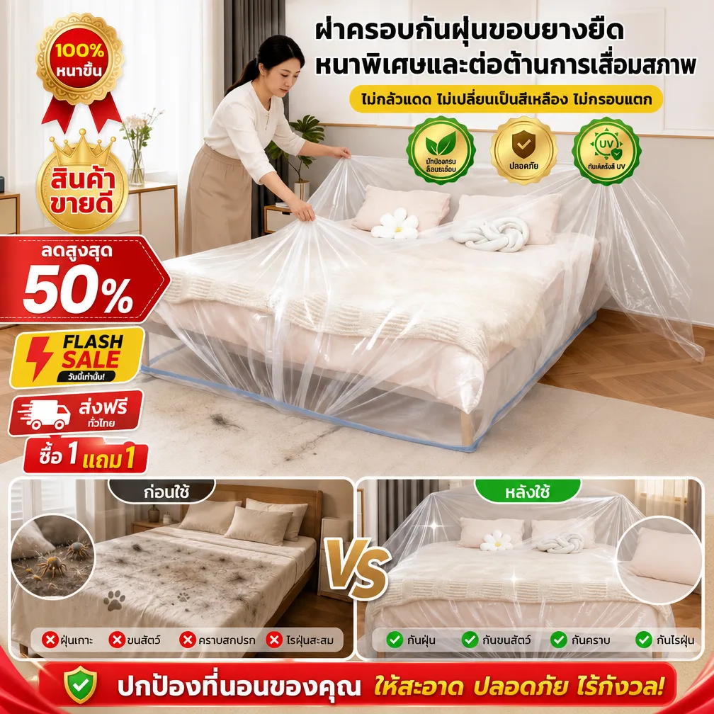 24Hพร้อมส่งในไทย🚚ฝาครอบกันฝุ่นขอบยางยืด/ใหญ่และหนาพิเศษ /เฟอร์นิเจอร์ฝุ่น ผ้าคลุมของใช้ขนาดใหญ่/ผ้าคลุมเฟอร์นิเจอร์รูดปิด เหมาะสำหรับคลุมโซฟา เตียง และเครื่องใช้ไฟฟ้าขนาดใหญ่ ช่วยยืดอายุการใช้งานของสิ่งของ