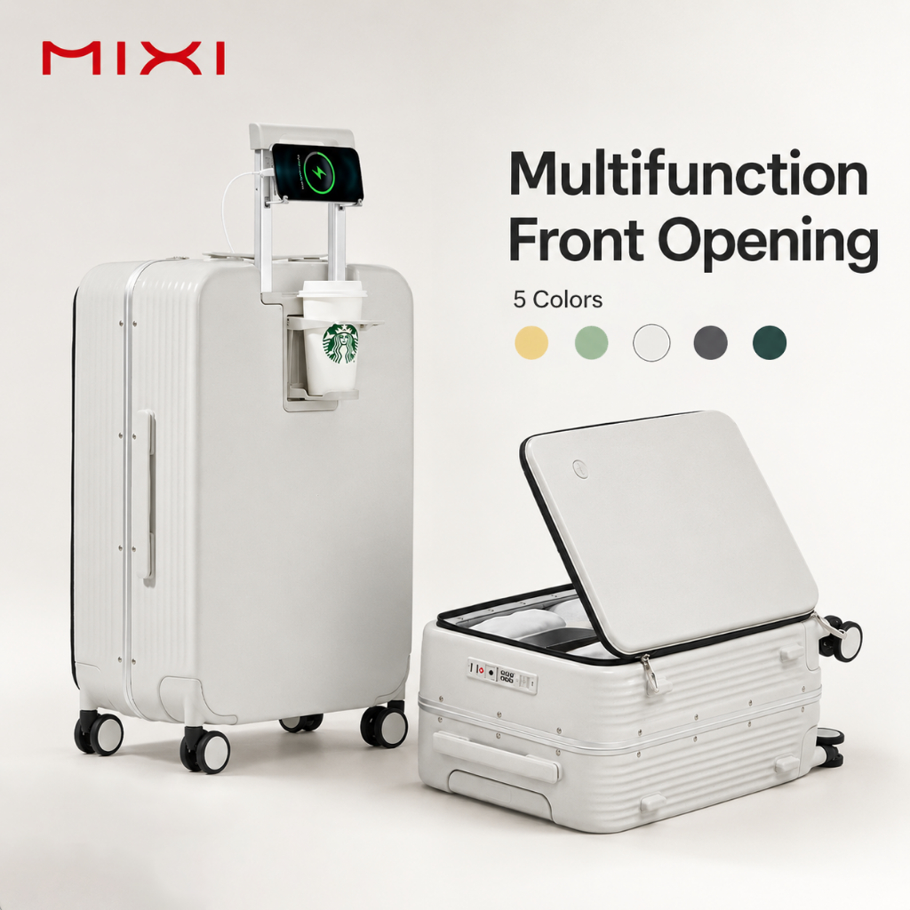 MIXI กระเป๋าเดินทางฝาเปิดหน้า 20/24 นิ้ว USB ชาร์จมือถือ ที่วางแก้ว แข็งแรง 5 สี M9286