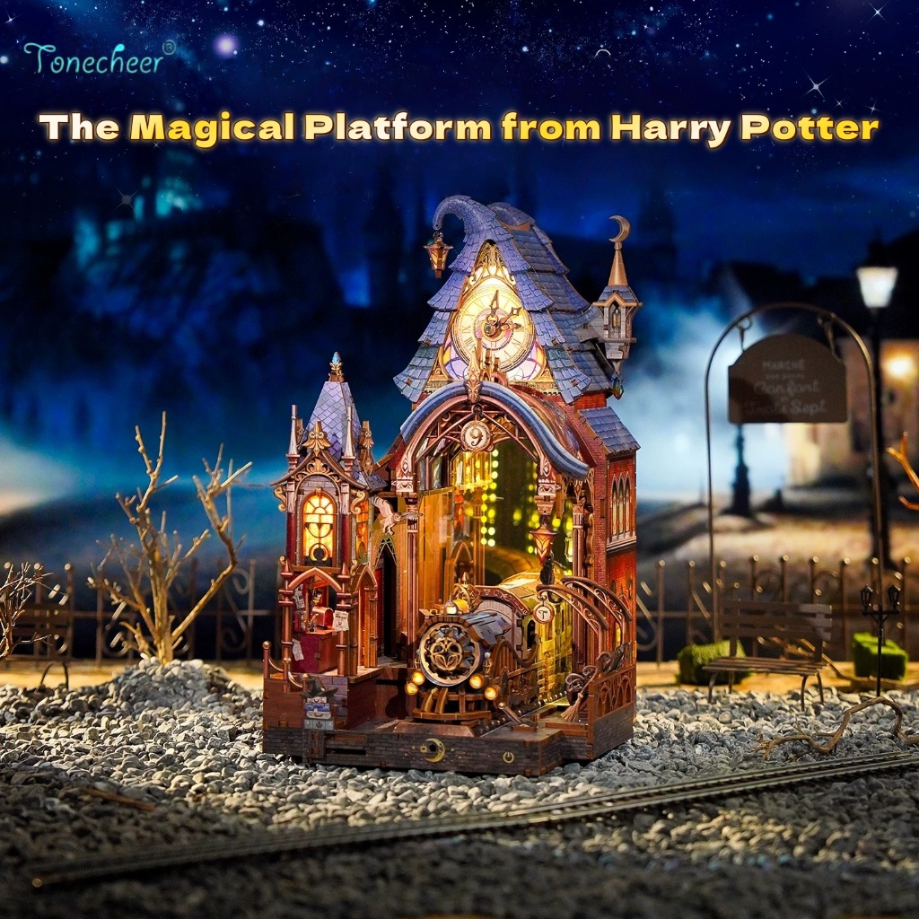 Tonecheer Magic Platform Handmade diy ประกอบบล็อกตัวต่อ Whimsical Bookland Induction Miniature รุ่นของขวัญวันเกิดชาย