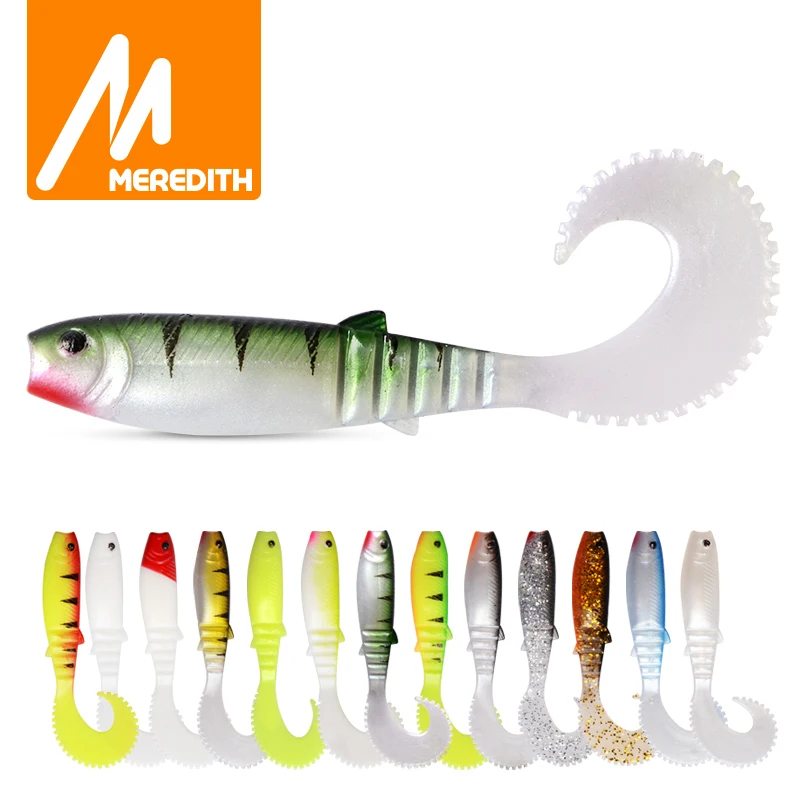 Meredith Cannibal II เหยื่อตกปลาหางโค้ง 70/90/110mm ซอฟต์เบท 13 สี ทนทาน