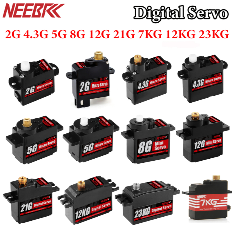 NEEBRC 2G 4.3G 5G 8G 12G 21G 7KG 12KG 23KG พลาสติกกันน้ํา/เกียร์โลหะ Digital Servo สําหรับ 1/10 1/16 1/18 RC เครื่องบิน Drone เฮลิคอปเตอร์ Mini รถหุ่นยนต์ของเล่น