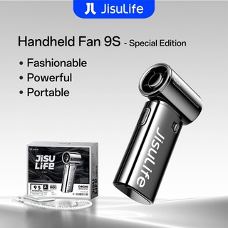 「NEW」JISULIFE Handheld Fan 9S Upgrade Mini Fan Rechargable Chrome New Electroplated Finish Stylish Lanyard 5000mAh Battery 5-Speed Ultra-High Wind Cool Fashion Cool Birthday Gift