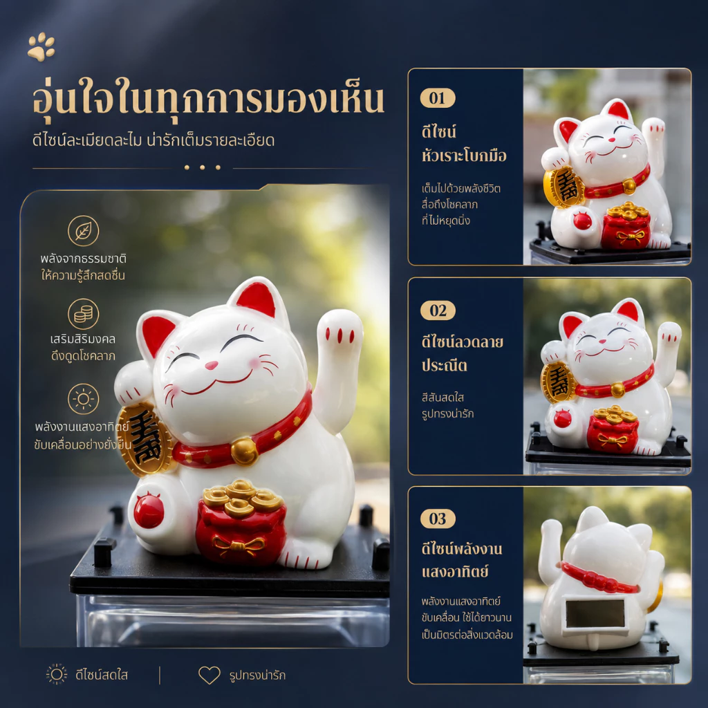 แมวกวักนำโชคพลังงานแสงอาทิตย์ A00057 thumbnail 3