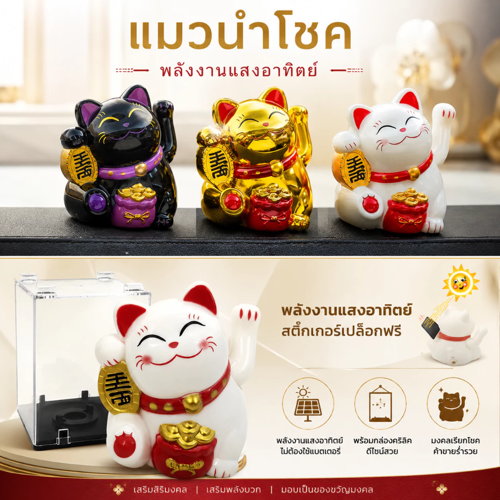 แมวกวักนำโชคพลังงานแสงอาทิตย์ A00057