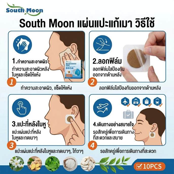 Travel Comfort Patch ช่วยลดอาการวิงเวียนศีรษะ เมารถ และอาการเมาเรือ ทาง่ายติดทน8-12ชั่วโมง 1กล่องมี10แผ่น