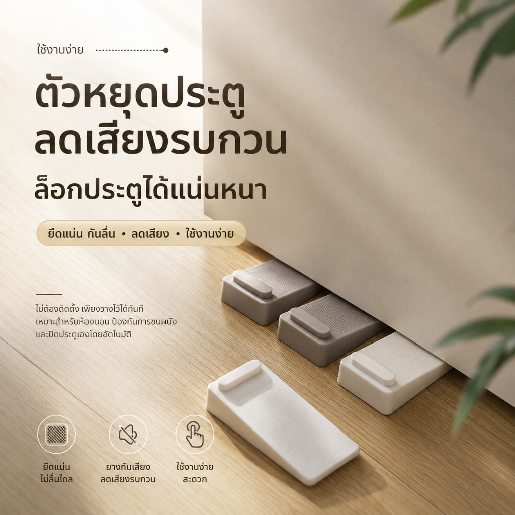 S00176 ที่กั้นประตู กันลื่น กันเสียง กันกระแทก ยางนุ่ม ใช้ได้กับประตูไม้และประตูเหล็ก S00176