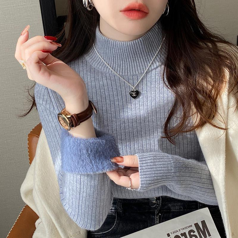 ซับขนแกะหนาเสื้อกันหนาวผู้หญิงฤดูใบไม้ร่วงฤดูหนาวสไตล์ใหม่คลาสสิกทุกการแข่งขันขนาดใหญ่ความร้อนด้านบนสีเทา
