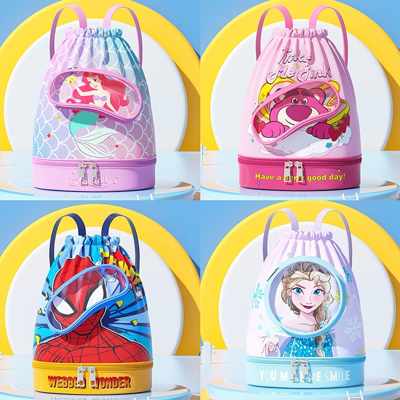 Disney กระเป๋าใส่ชุดว่ายน้ำเด็ก แยกส่วนเปียกและแห้งกันน้ำ กระเป๋าเป้สะพายหลัง กันน้ํา แยกส่วนเปียก และแห้ง เหมาะกับการพกพาเล่นกีฬา ว่ายน้ํา สําหรับเด็กผู้ชาย และเด็กผู้หญิง